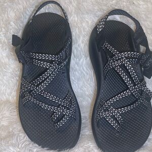Chaco Black & White Adjustable Strap Sandals